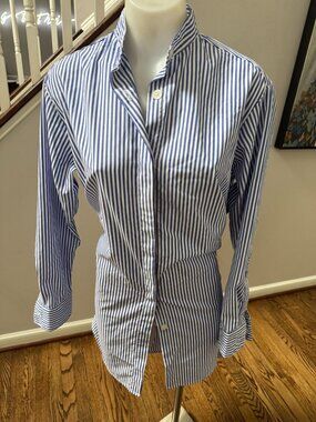 NWT FKSP Striped Tie Belt Detail Shirt Dress Blue 100% Cotton XS